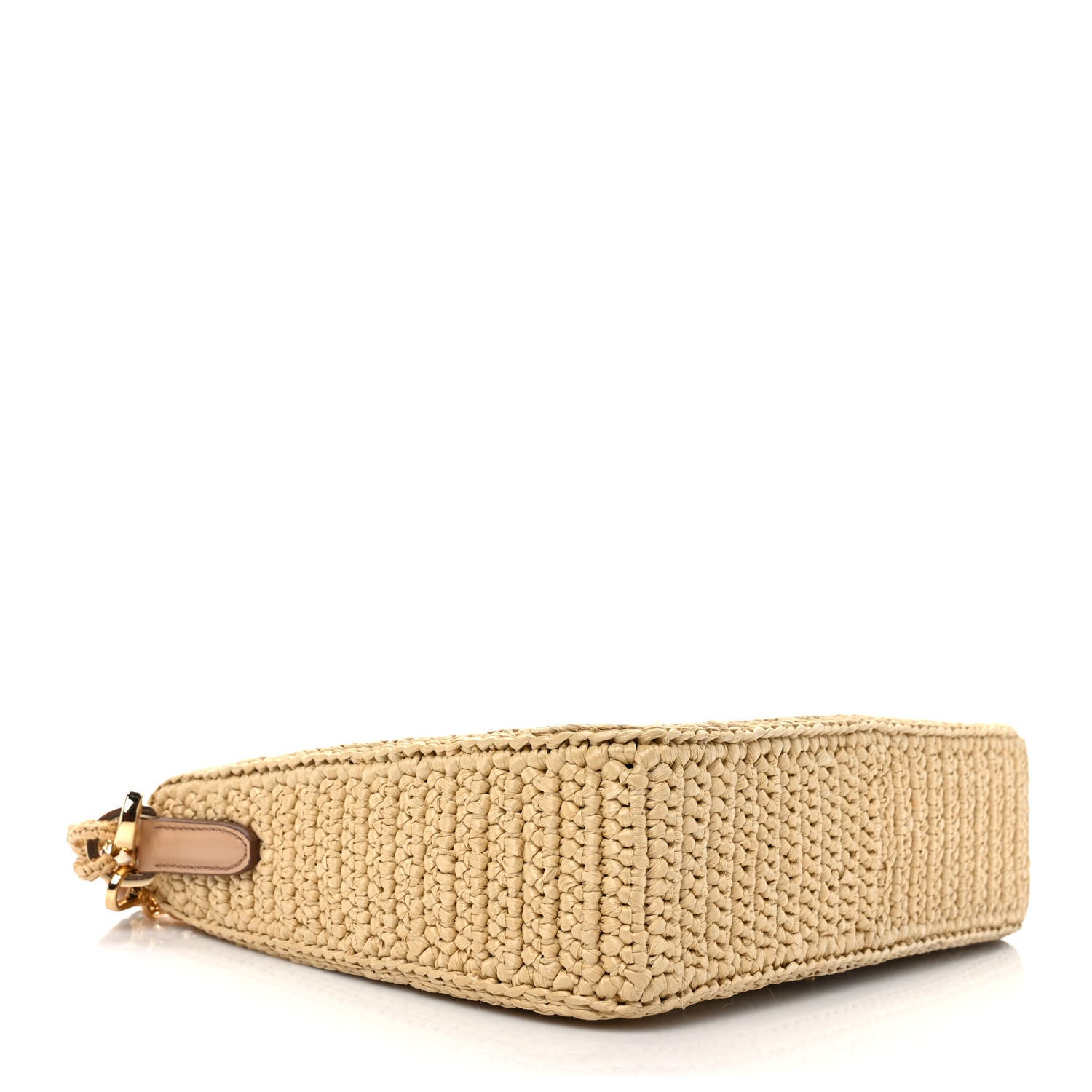 Prada Yarn Raffia Effect Crochet Mini Re-Edition 2000 Shoulder Bag Naturale 3 of 9