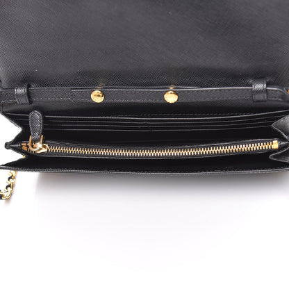 Prada Saffiano Metal Oro Chain Wallet Black 5 of 11