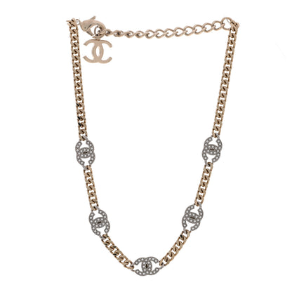 Chanel Crystal Chain CC Link Choker Gold Silver 3 of 7