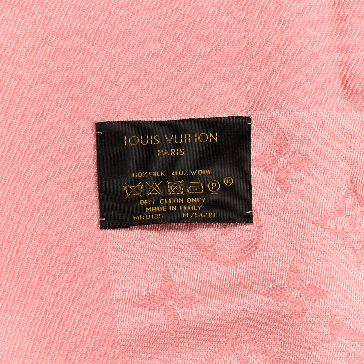 Silk Wool Monogram Shawl Pink