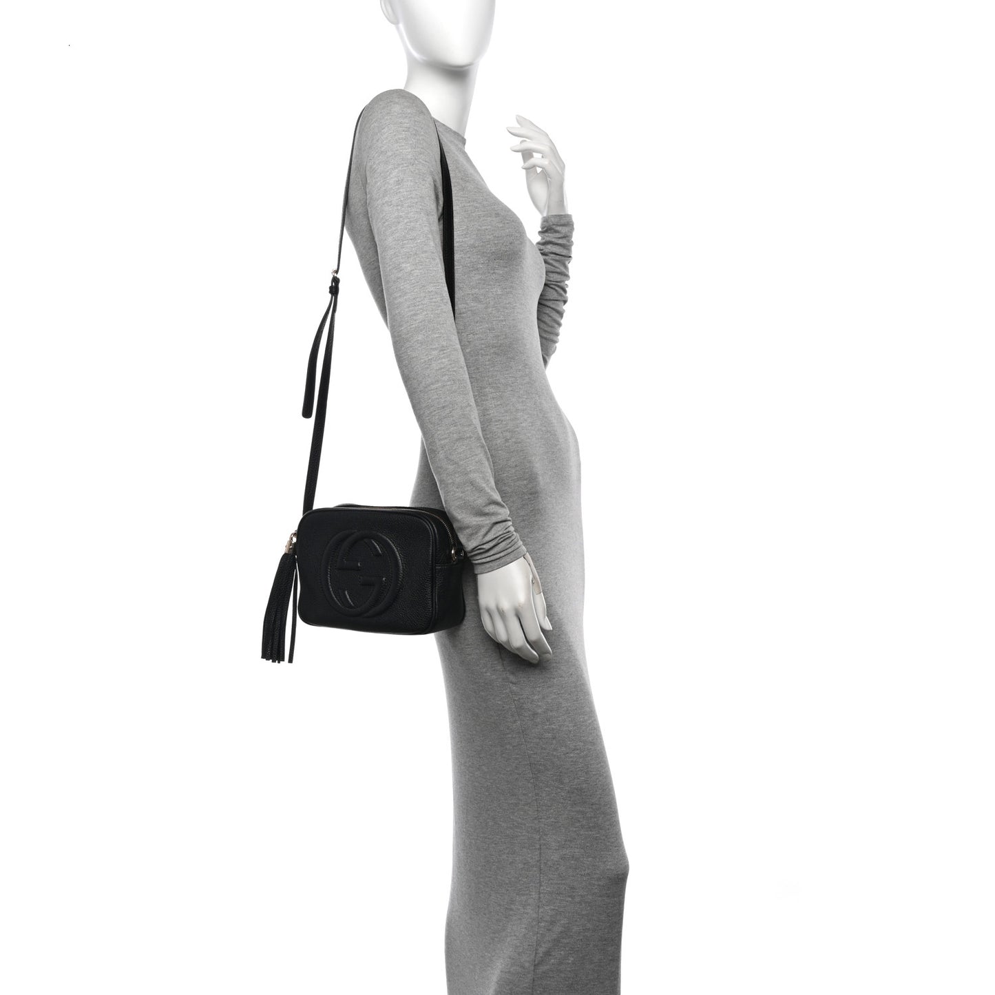 Pebbled Calfskin Small Soho Disco Bag Black