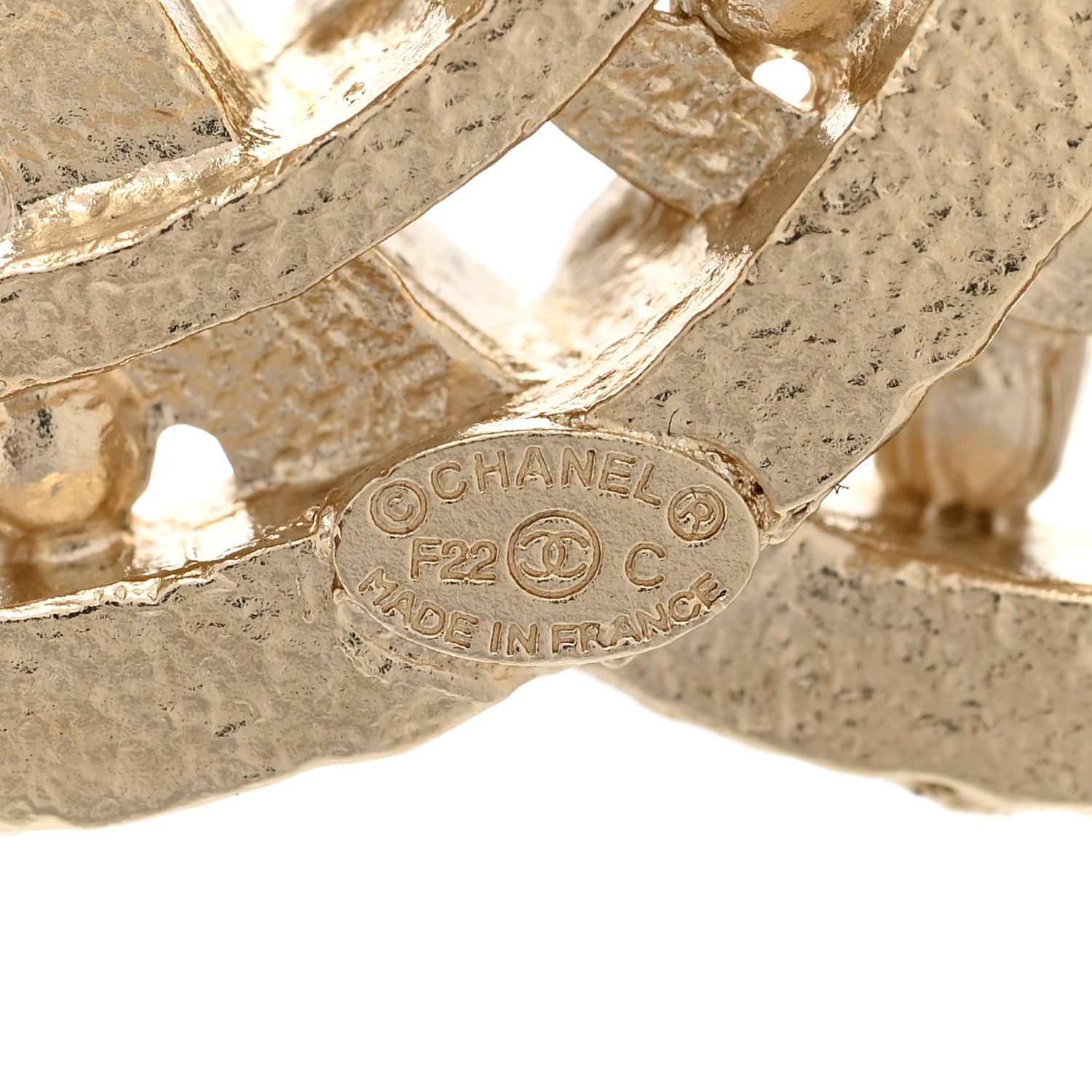 Chanel Metal Crystal CC Brooch Light Gold 4 of 5