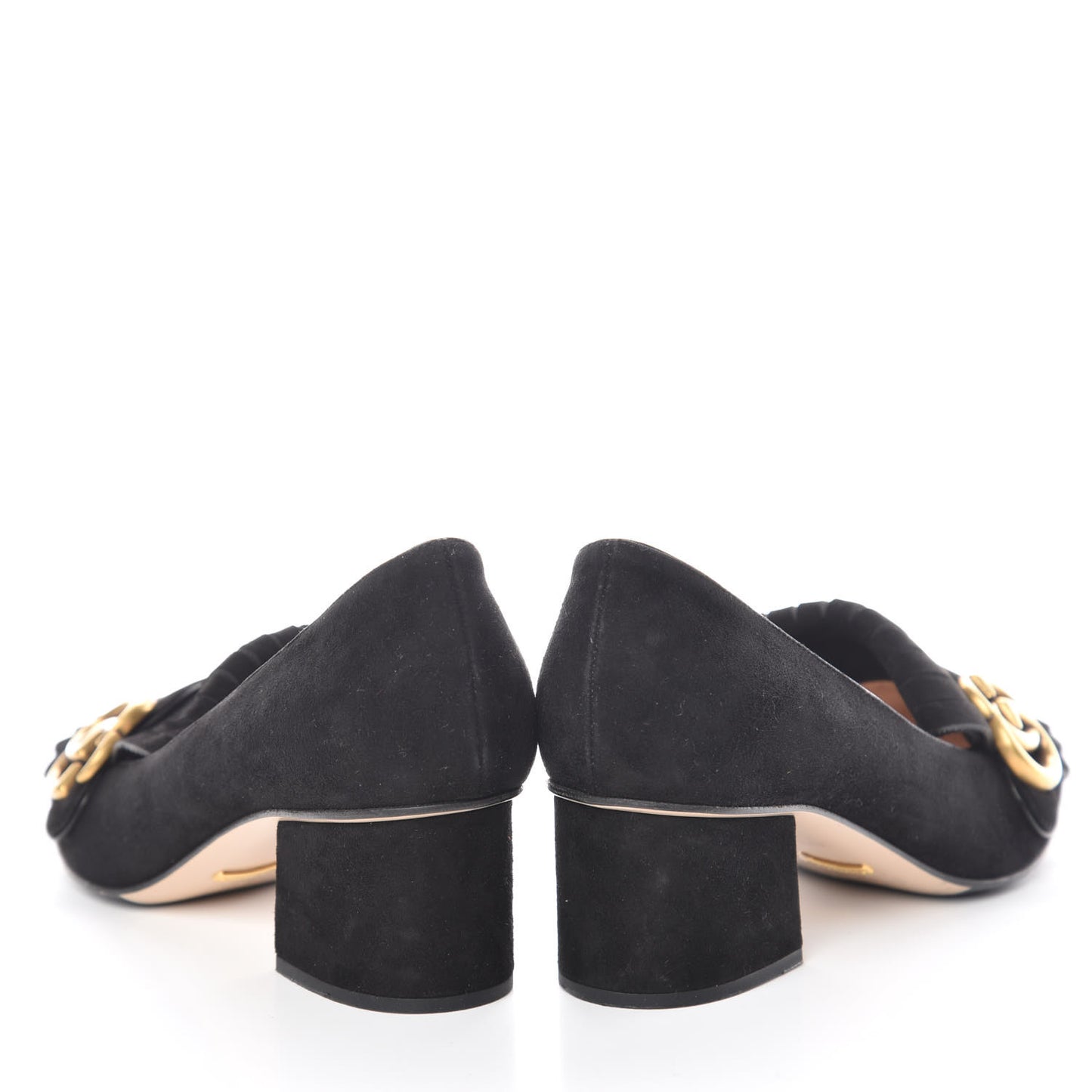 Kid Scamosciato GG Marmont Fringe 50mm Loafer Pumps 37.5 Black