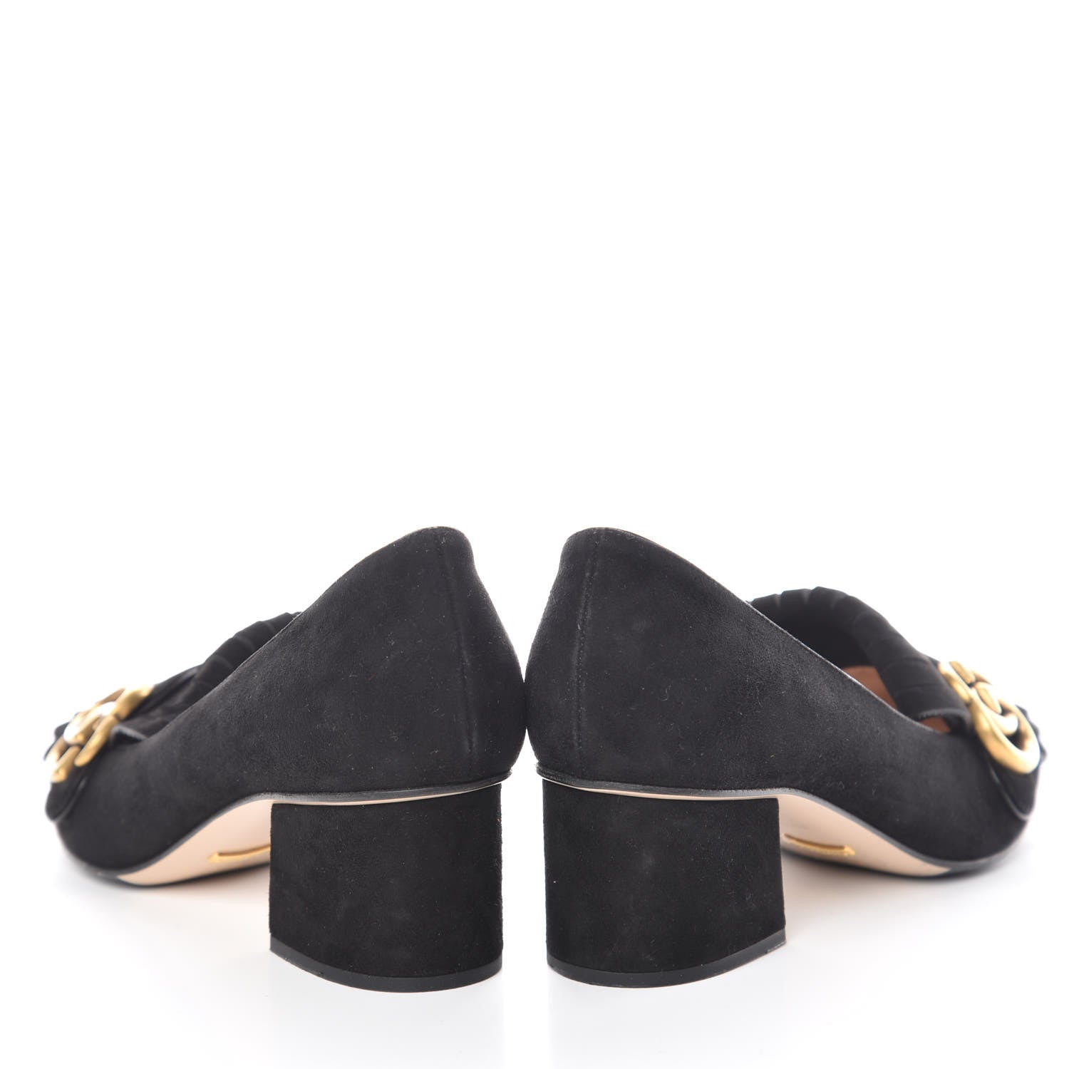Gucci Kid Scamosciato GG Marmont Fringe 50mm Loafer Pumps 37.5 Black 5 of 14