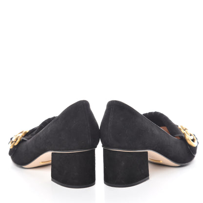 Gucci Kid Scamosciato GG Marmont Fringe 50mm Loafer Pumps 37.5 Black 5 of 14