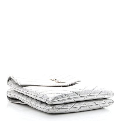 Saint Laurent Metallic Lambskin Quilted Double Flap Bag Silver 4 of 16