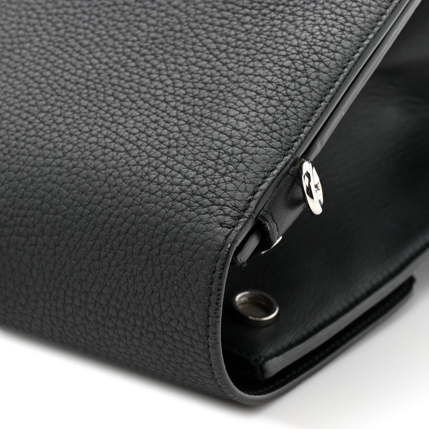Grained Calfskin Large Diorever Flap Black