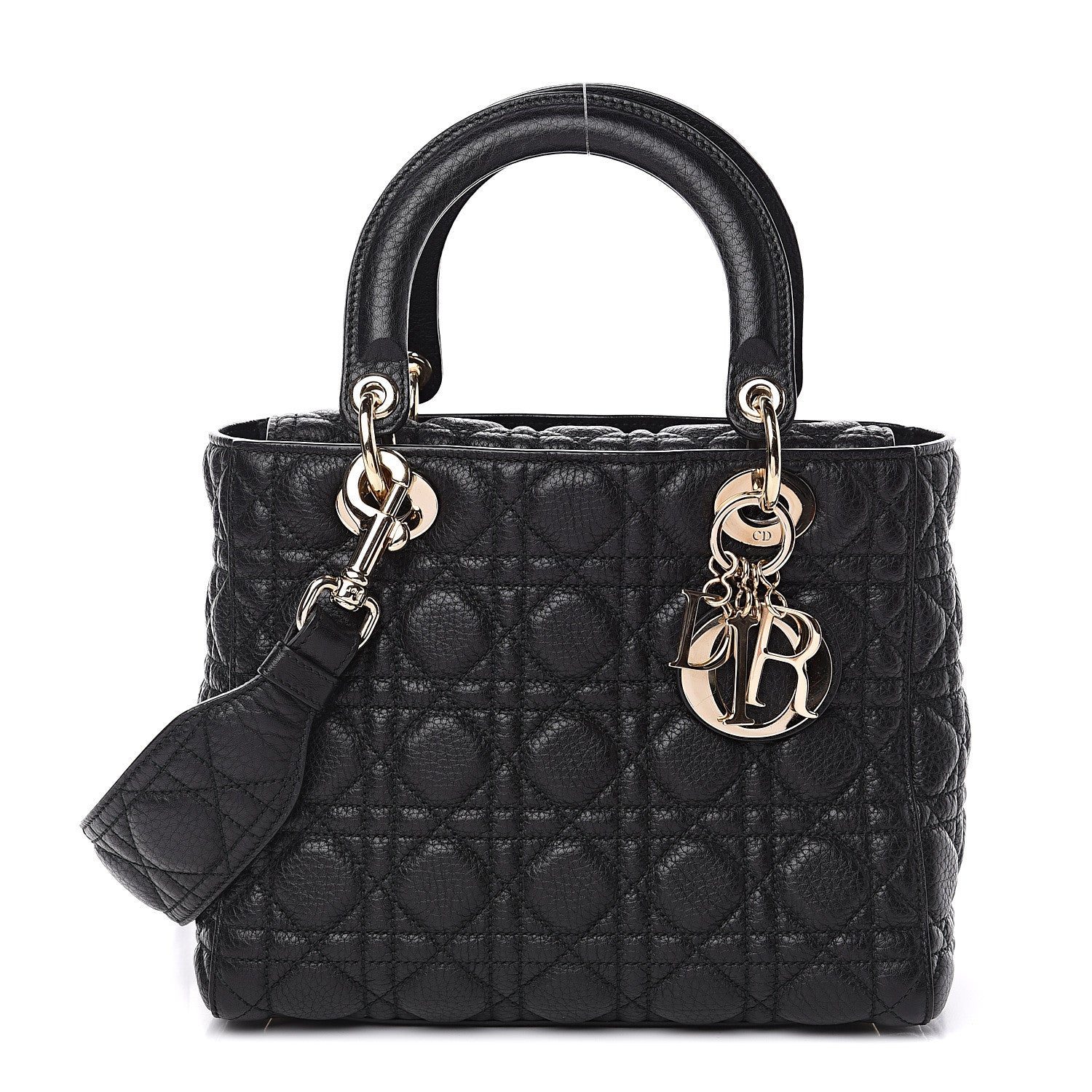 Christian Dior Grained Calfskin Cannage Medium Supple Lady Dior Black 1 of 8