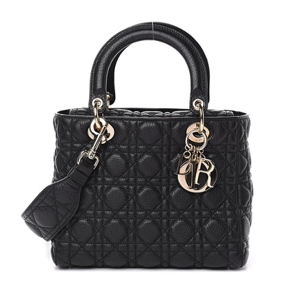 Christian Dior Grained Calfskin Cannage Medium Supple Lady Dior Black 1 of 8