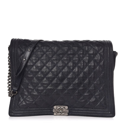 Chanel Iridescent Calfskin Large Gentle Boy Flap Navy Blue 1 of 7