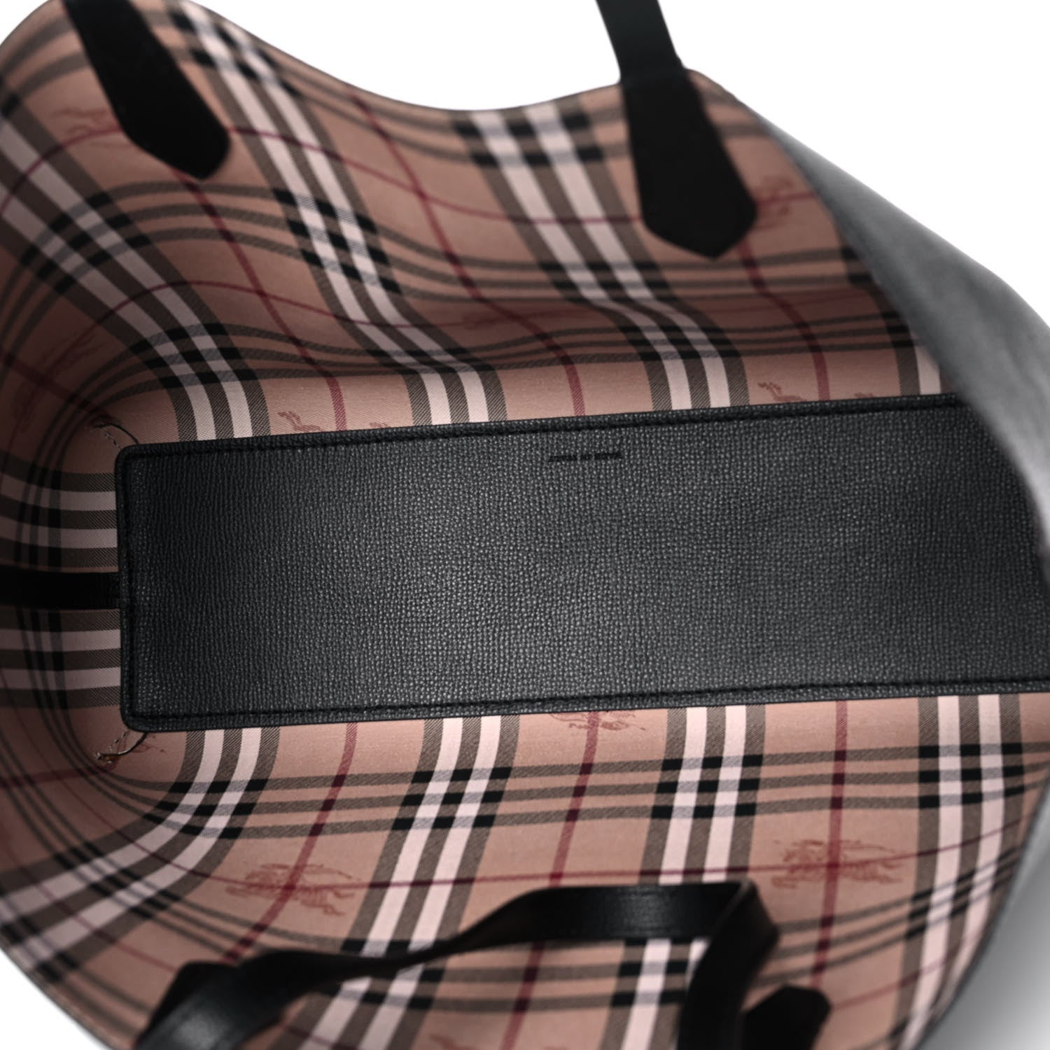 Burberry Grainy Calfskin Haymarket Check Medium Reversible Tote Black 8 of 22