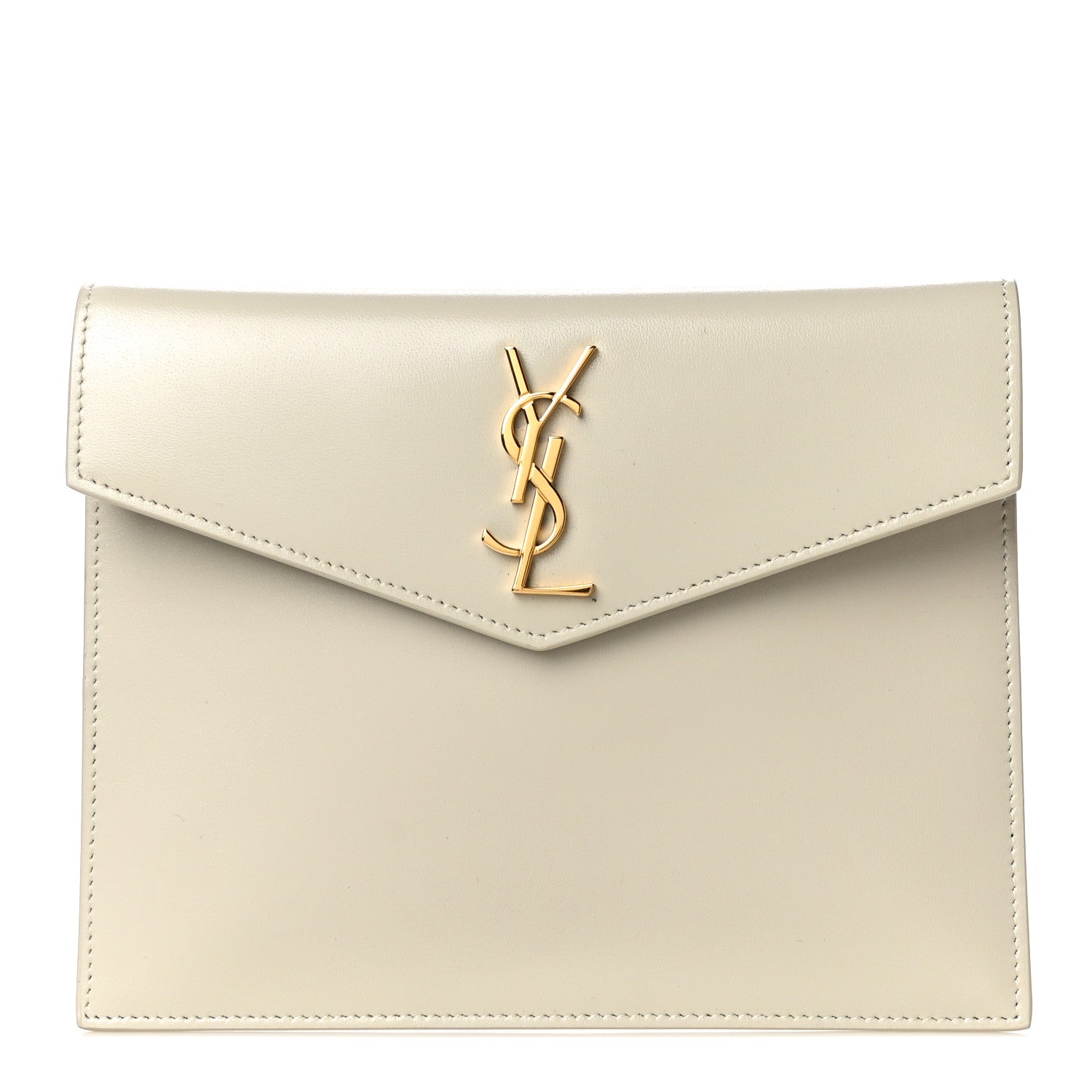 Saint Laurent Smooth Shiny Calfskin Monogram Uptown Baby Pouch Crema Soft 1 of 10