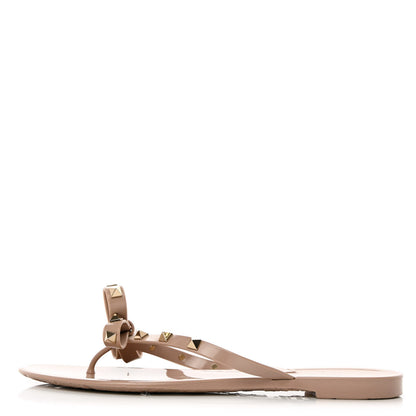 Valentino Garavani PVC Jelly Rockstud Bow Thong Sandals 41 Poudre 1 of 9