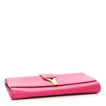 Saint Laurent Calfskin Classic Y Ligne Clutch Fuchsia 4 of 9