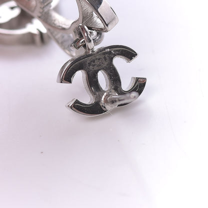 Chanel Crystal Emoji Choupette Cat CC Earrings Silver 4 of 4