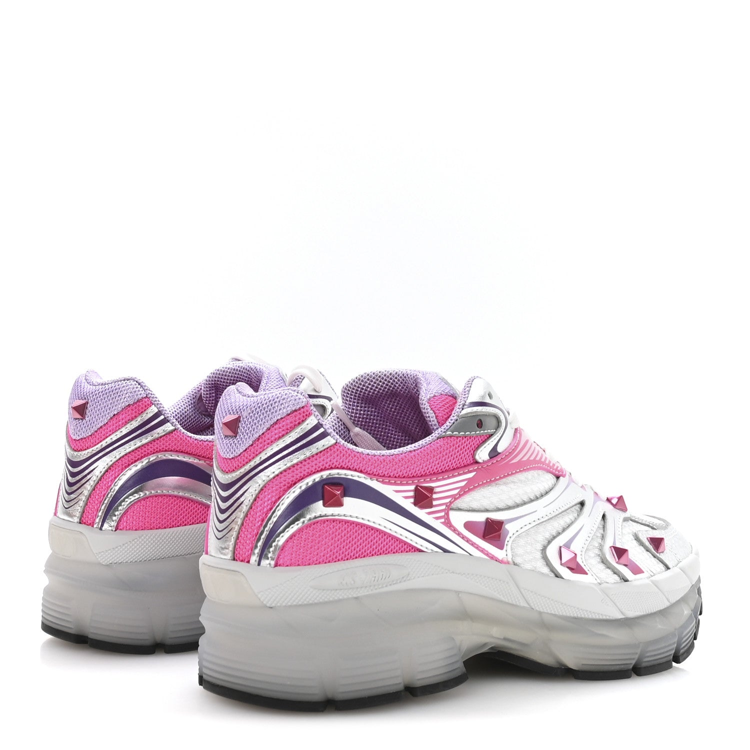 Valentino Garavani Mesh Calfskin Rockstud Womens Platform Sneakers