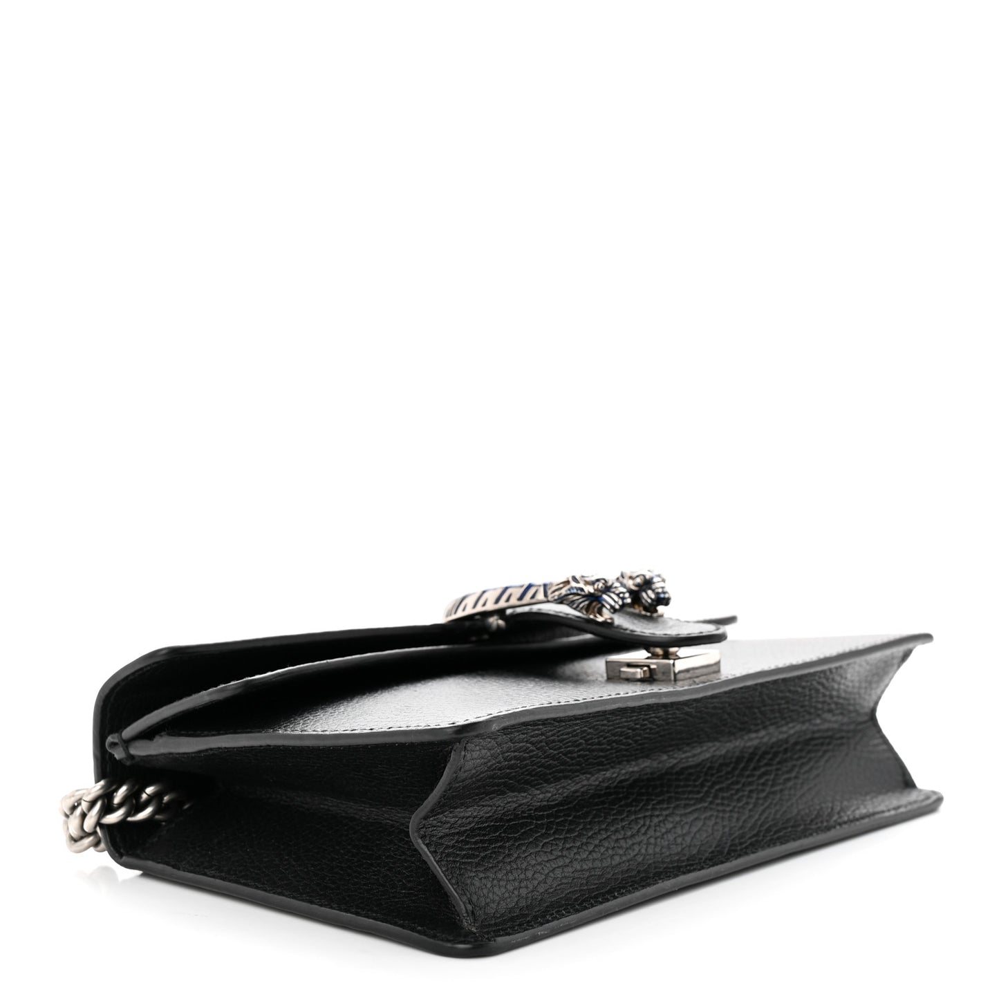 Dollar Calfskin Enamel Small Dionysus Shoulder Bag Black Electric Blue