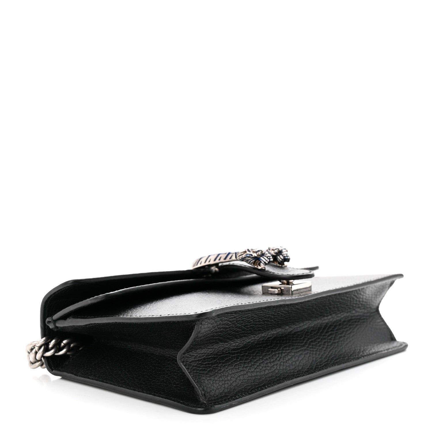 Gucci Dollar Calfskin Enamel Small Dionysus Shoulder Bag Black Electric Blue 4 of 14