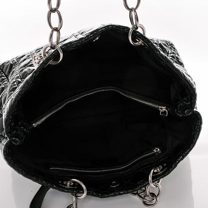 Christian Dior Patent Cannage Large Dior Soft Shopping Tote Black 5 of 6