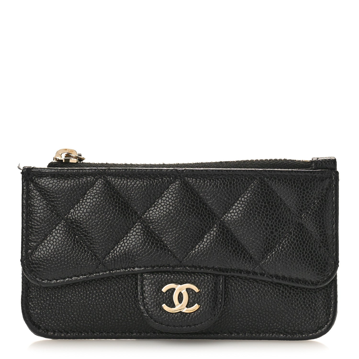 Chanel Caviar Quilted Flap Zip Card Holder Black 1 of 9