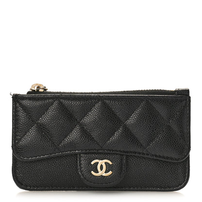 Chanel Caviar Quilted Flap Zip Card Holder Black 1 of 9