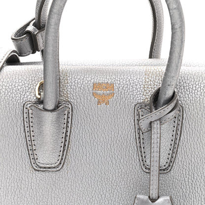 MCM Metallic Grained Calfskin Mini Milla Tote Spike Silver 8 of 11