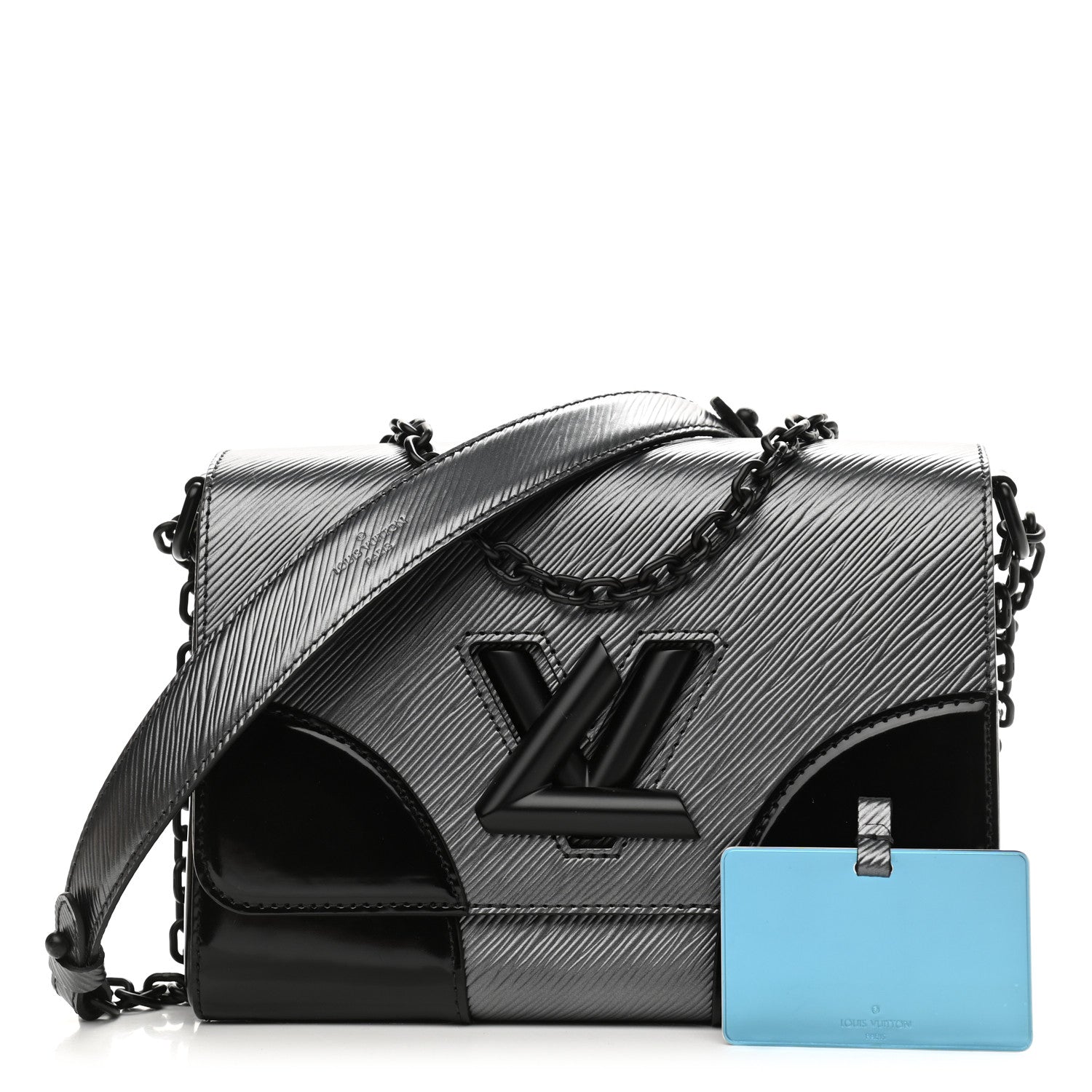 Louis Vuitton Epi Patent Twist Shoulder Bag MM Anthracite Nacre 1 of 9