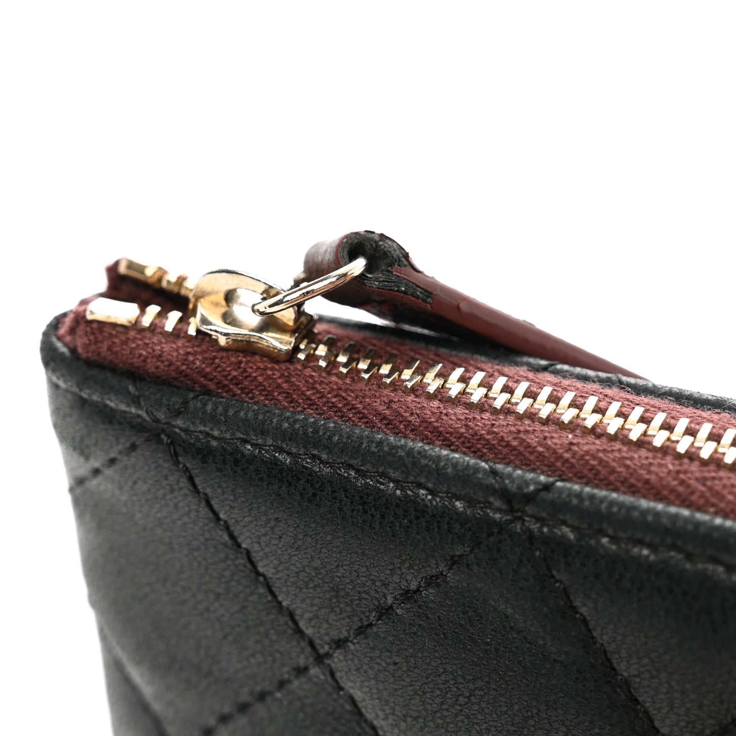 Lambskin Quilted Small Cosmetic Case Black