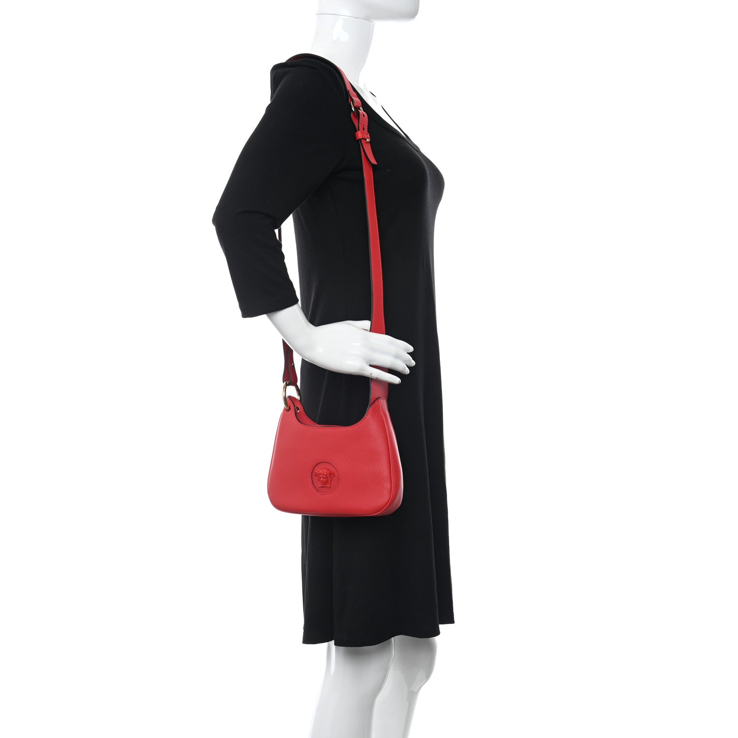 Versace Calfskin La Medusa Mini Hobo Crossbody Red 2 of 10