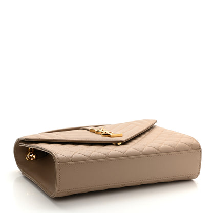 Saint Laurent Grain De Poudre Textured Mixed Matelasse Medium Triquilt Monogram Satchel Dark Beige 3 of 10