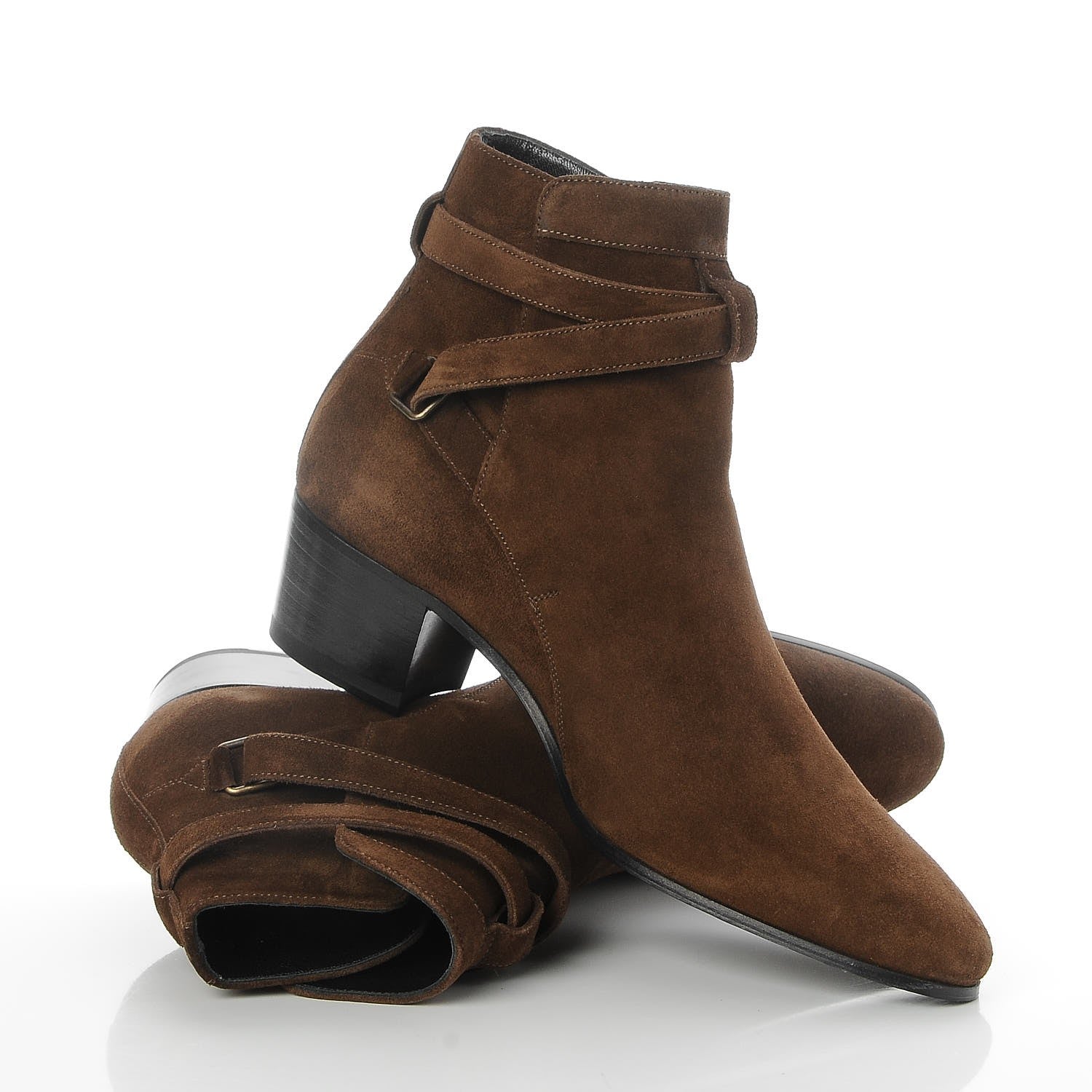 Saint Laurent Suede Rock Blake Ankle Boots 38 Brown 5 of 8