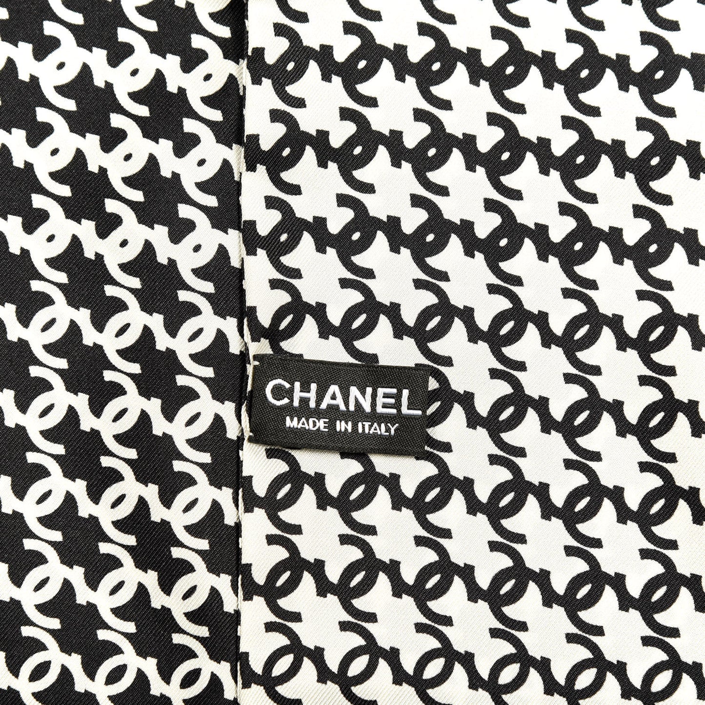 Silk Twill Houndstooth Slim Bandeau Scarf Black Ecru