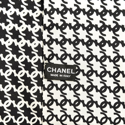 Chanel Silk Twill Houndstooth Slim Bandeau Scarf Black Ecru 3 of 3