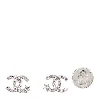 Chanel Crystal CC Starfall Earrings Silver 2 of 5
