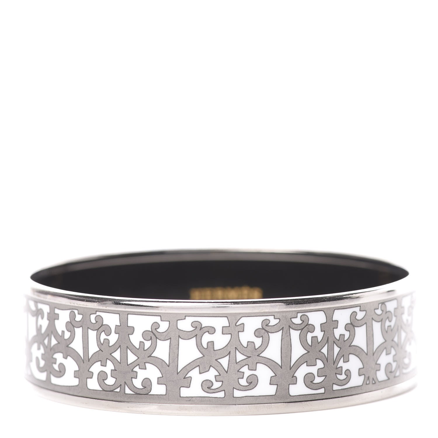 Hermes Enamel Printed Wide Balcons du Guadalquivir Bracelet 65 Silver 1 of 6