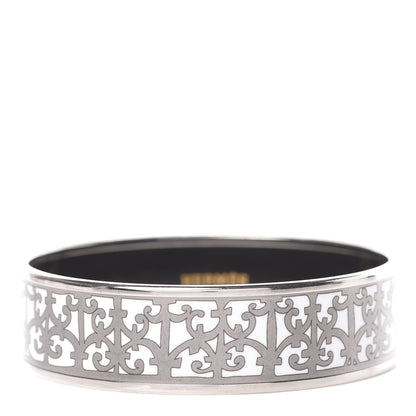 Hermes Enamel Printed Wide Balcons du Guadalquivir Bracelet 65 Silver 1 of 6