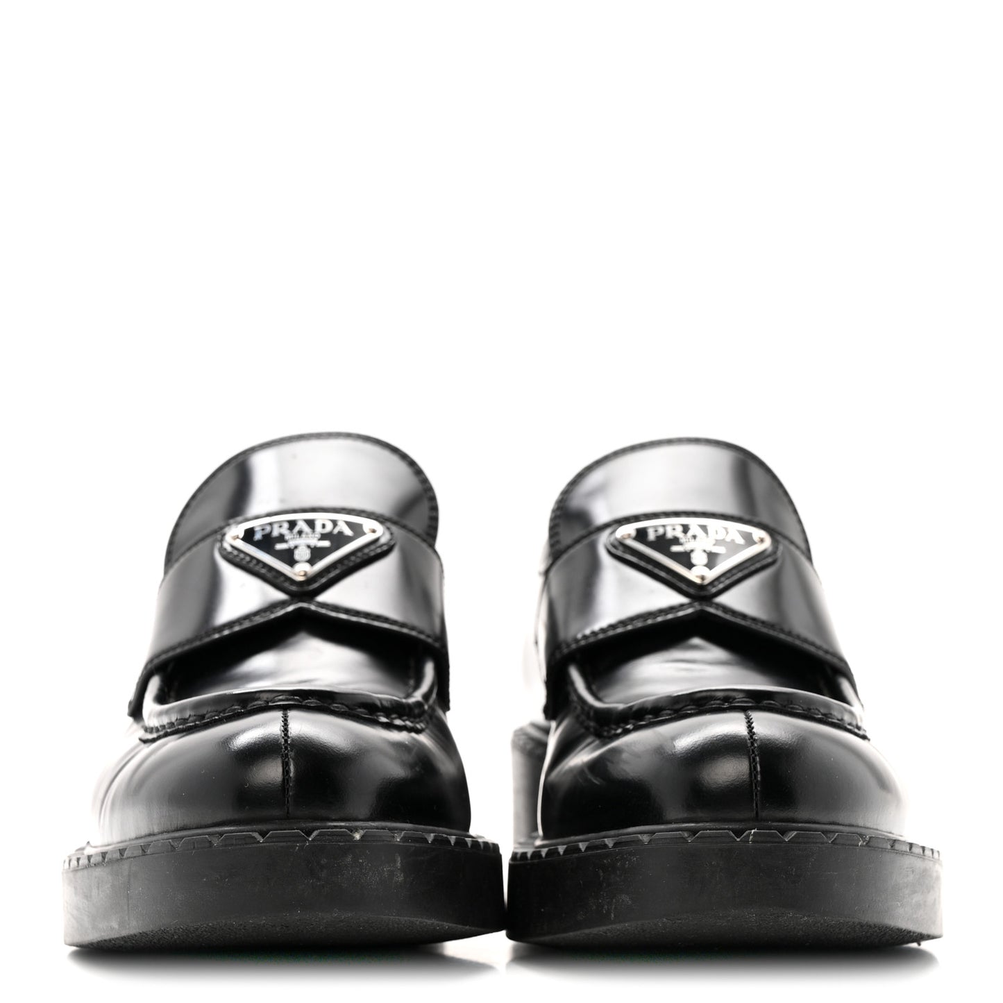 Spazzolato Metal Triangle Logo 50mm Loafers 37.5 Black