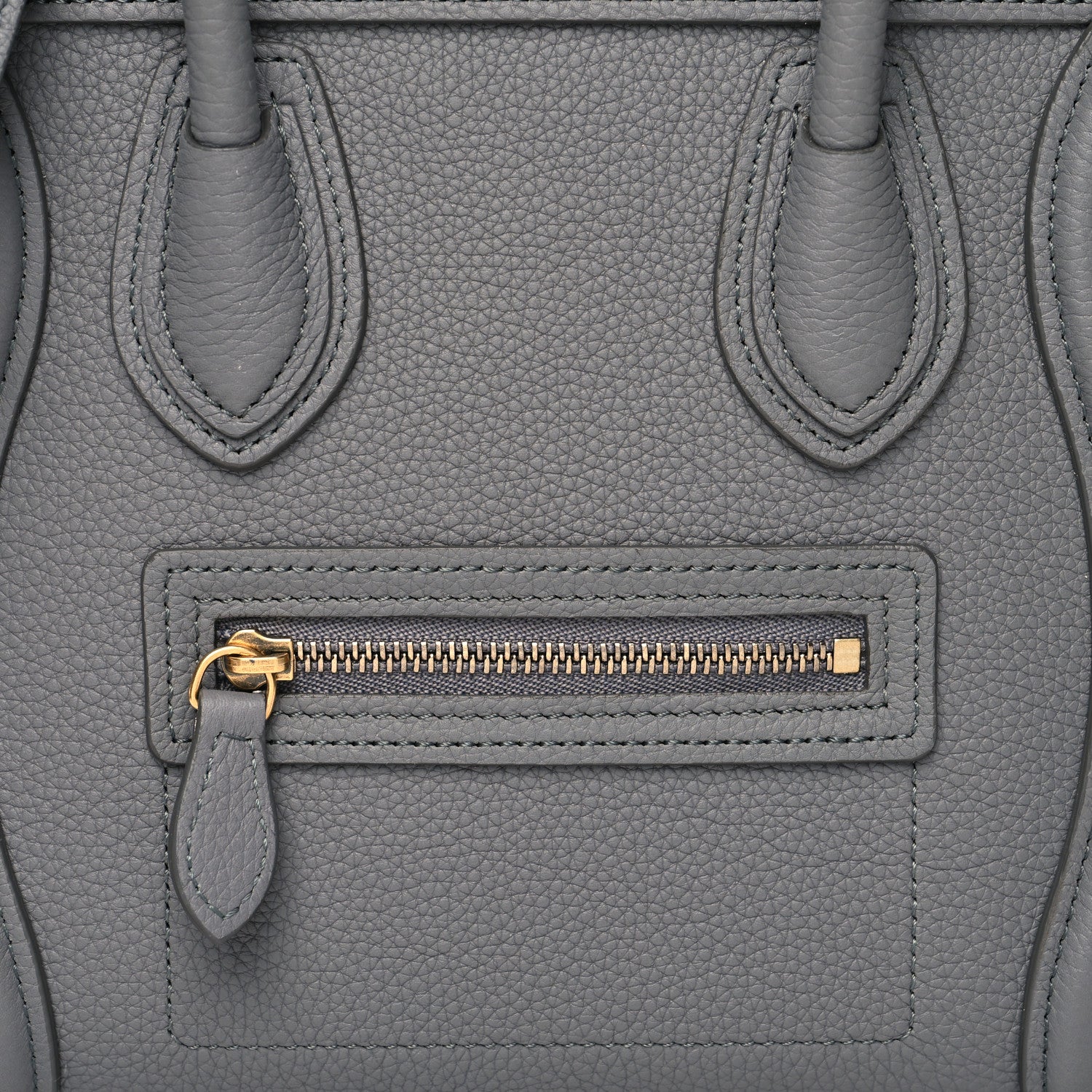 Celine Drummed Calfskin Nano Luggage Kohl 9 of 11
