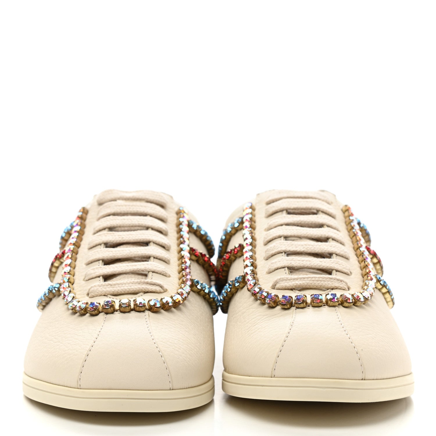 Gucci Calfskin Crystal Womens Falacer Sneakers 36.5 White 2 of 9