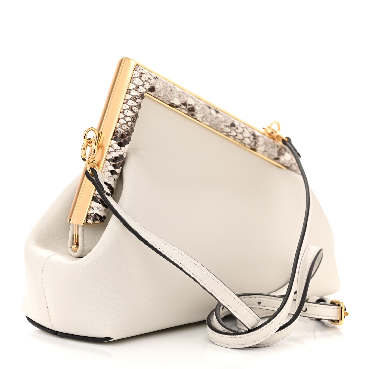 Fendi Shiny Nappa Snakeskin Small Fendi First White Roccia 3 of 10
