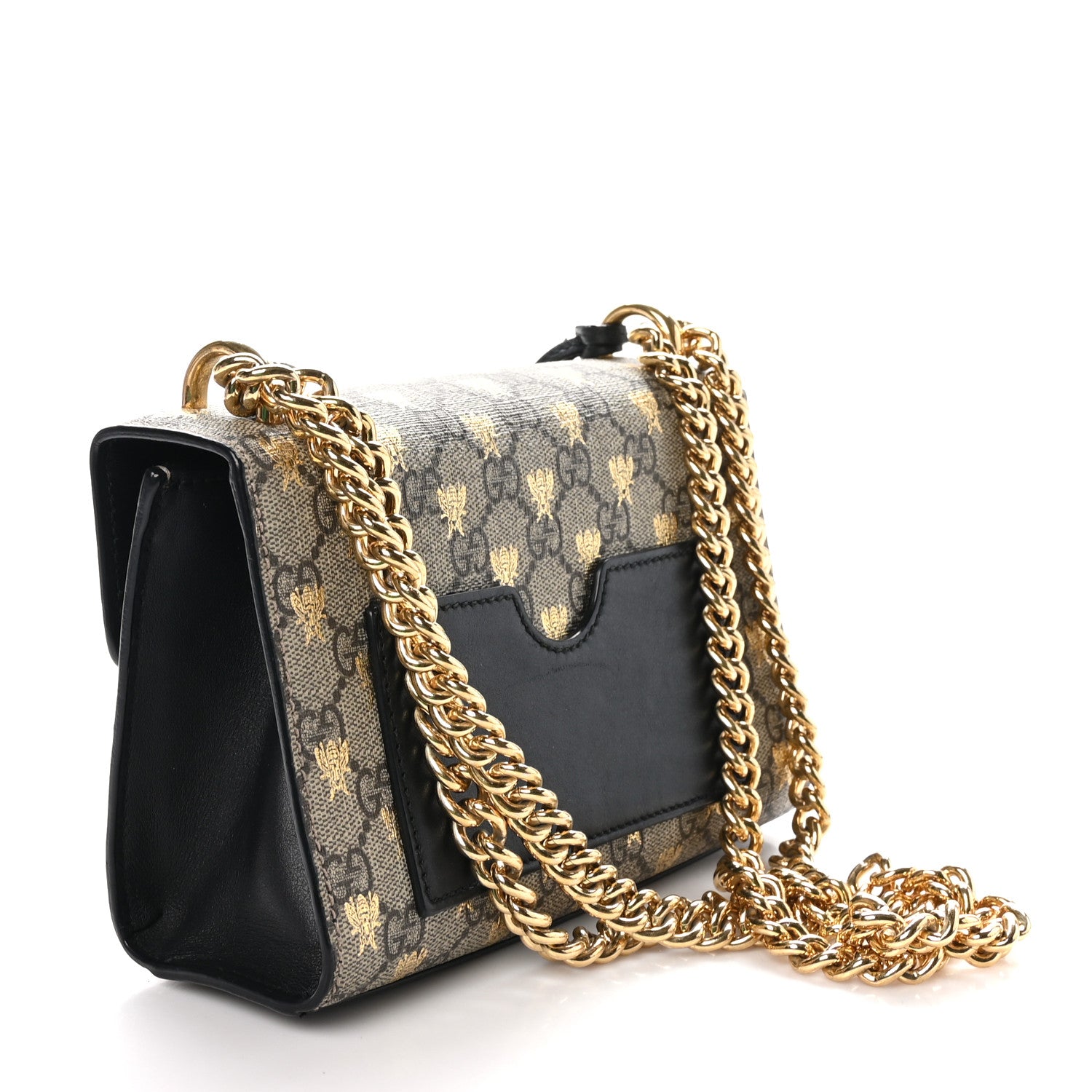 Gucci GG Supreme Monogram Bees Small Padlock Shoulder Bag Black 3 of 10