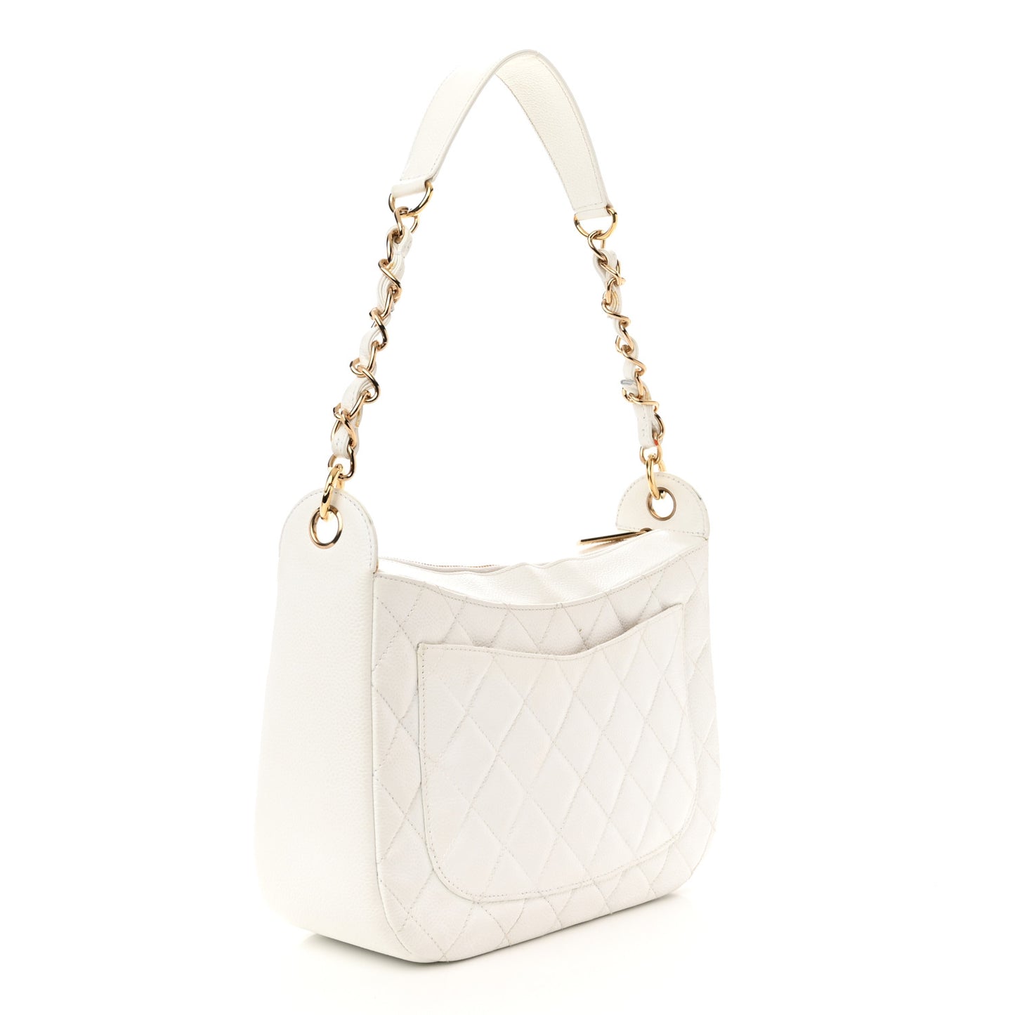 Caviar Quilted Hobo White