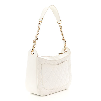 Chanel Caviar Quilted Hobo White 3 of 20