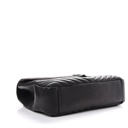 Saint Laurent Sheepskin Matelasse Chevron Monogram Monochrome Large College Satchel Black 3 of 11