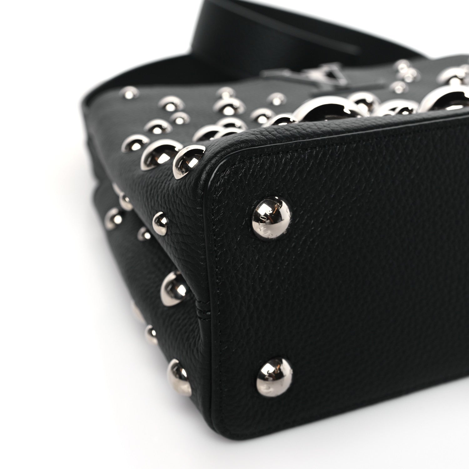 Louis Vuitton LV X YK Taurillon Brass Metal Dots Capucine MM Black 7 of 8