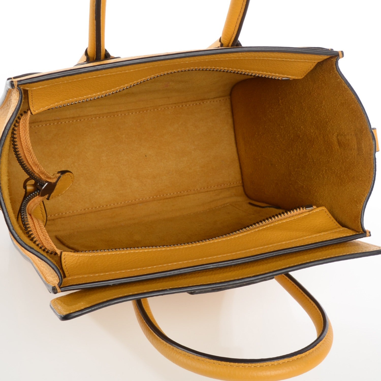 Celine Drummed Calfskin Nano Luggage Ocre 5 of 8