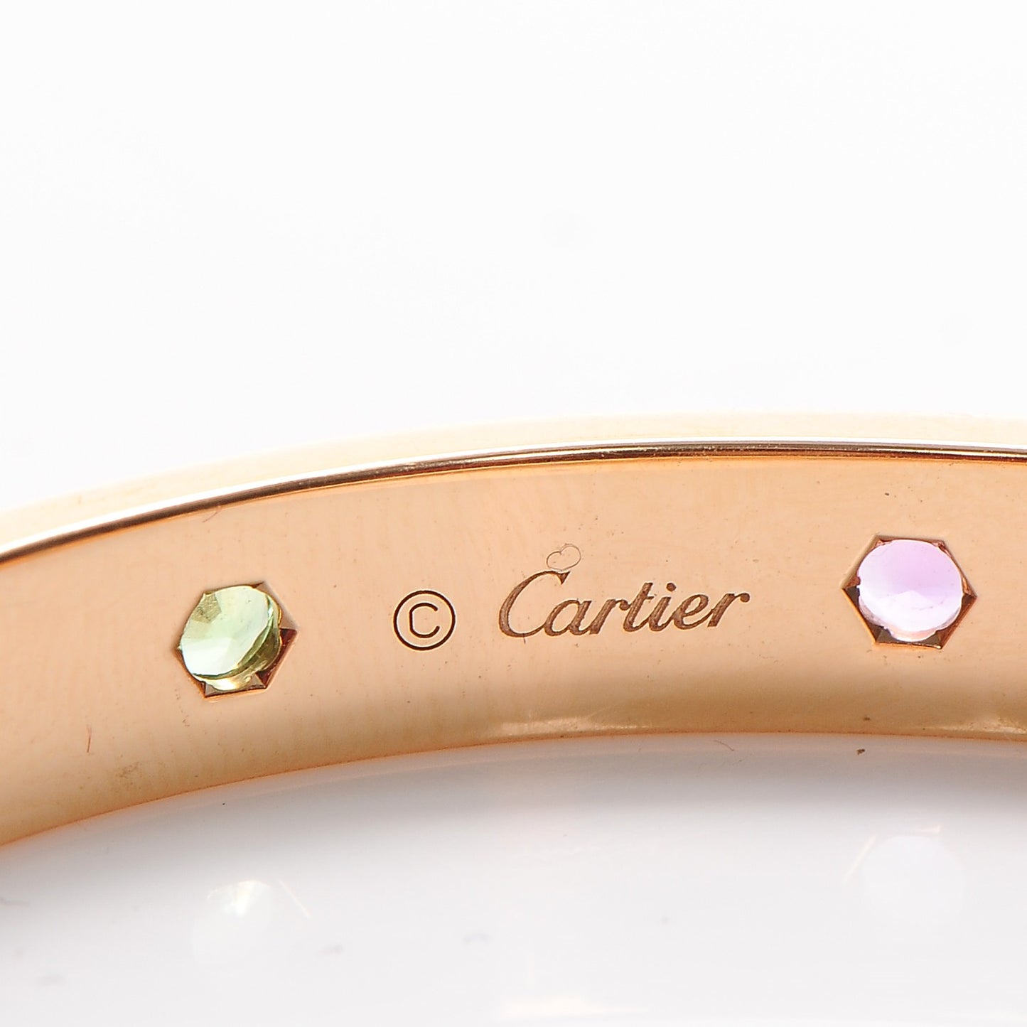 18K Pink Gold Sapphire Garnet Amethyst LOVE Bracelet 16