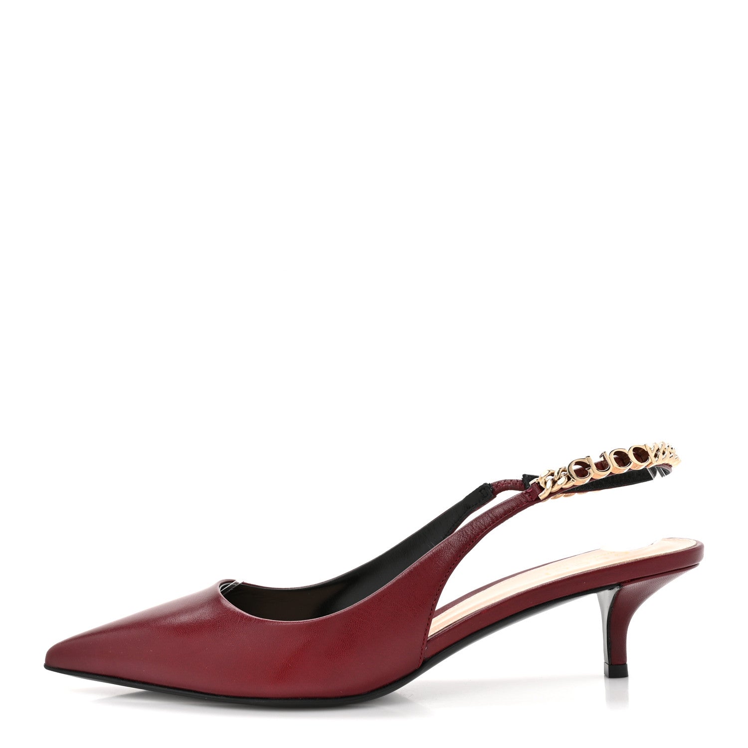 Gucci Malaga Kid Nappa Charlotte Signoria 35mm Slingback Pumps 38 Rosso Ancora 1 of 11