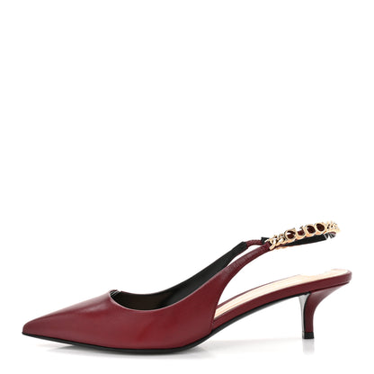 Gucci Malaga Kid Nappa Charlotte Signoria 35mm Slingback Pumps 38 Rosso Ancora 1 of 11