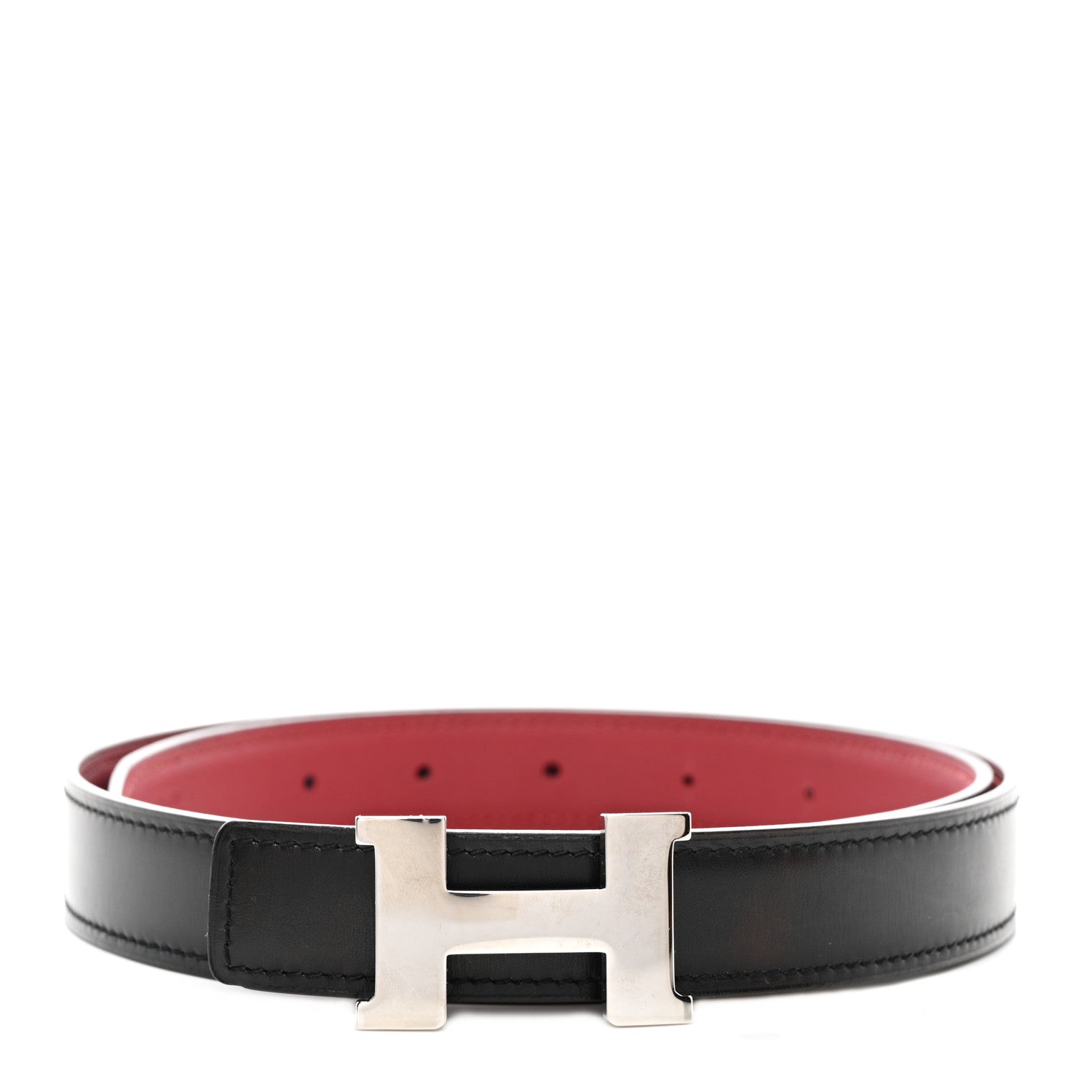 Hermes Box Swift 24mm Constance H Belt 75 Black Rouge Grenat